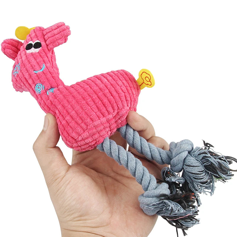 Giraffe Squeak Rope Dog Toy