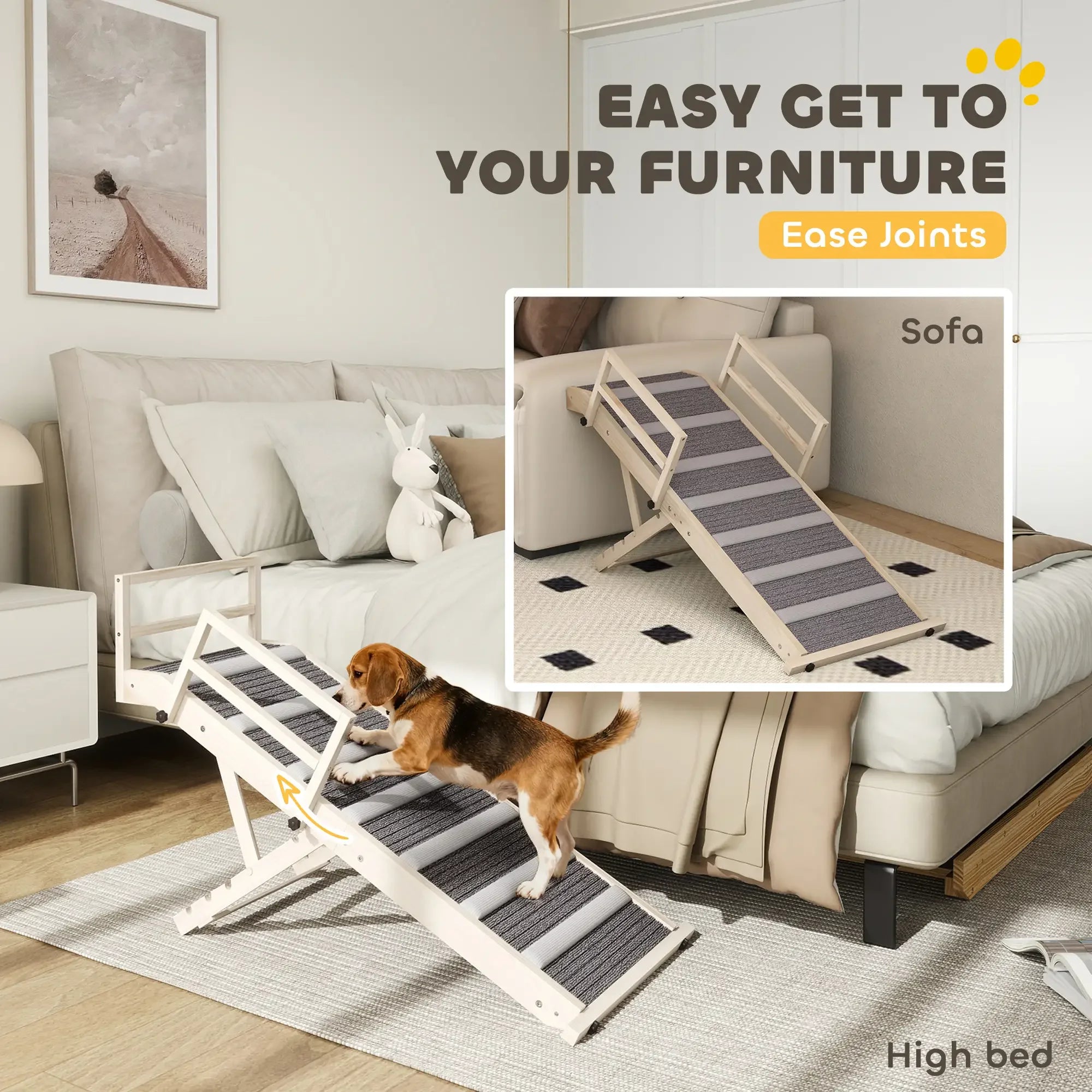 Portable Adjustable Dog Ramp for Beds & Sofas