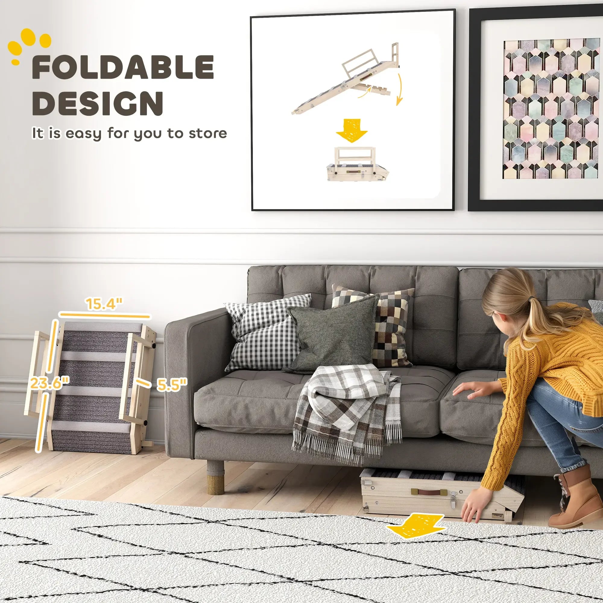 Portable Adjustable Dog Ramp for Beds & Sofas