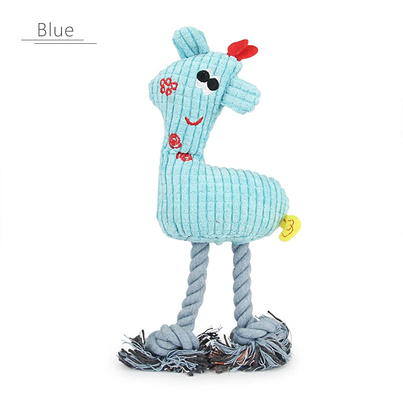 Giraffe Squeak Rope Dog Toy