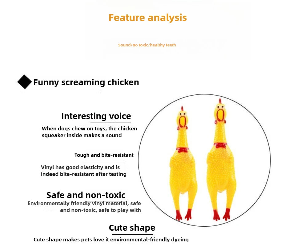 Squeaky Chicken Chew Rubber Toy