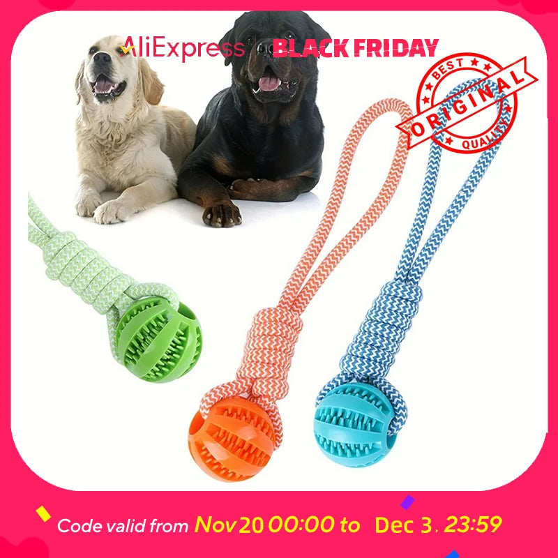 Interactive Dog Toy Tug Rope & Treat Dispenser Ball