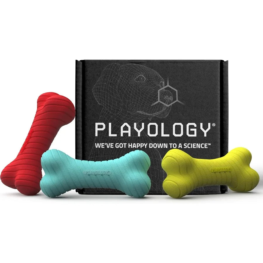 Dog Toys Rainbow Scent Chew Toy Gift Box for Dogs Dual Layer Bones with Peanut Butter Chicken Beef Scent Easy to Clean Non-Toxi