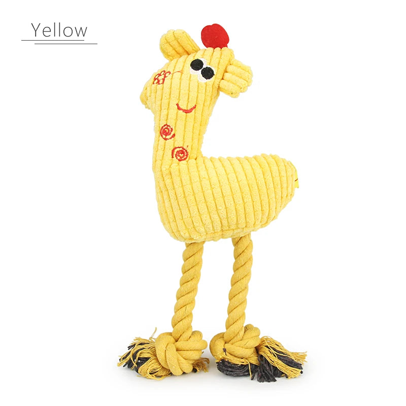 Giraffe Squeak Rope Dog Toy