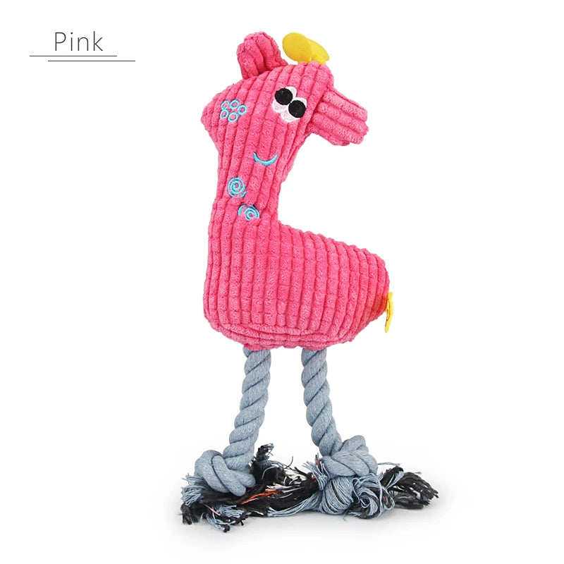 Giraffe Squeak Rope Dog Toy