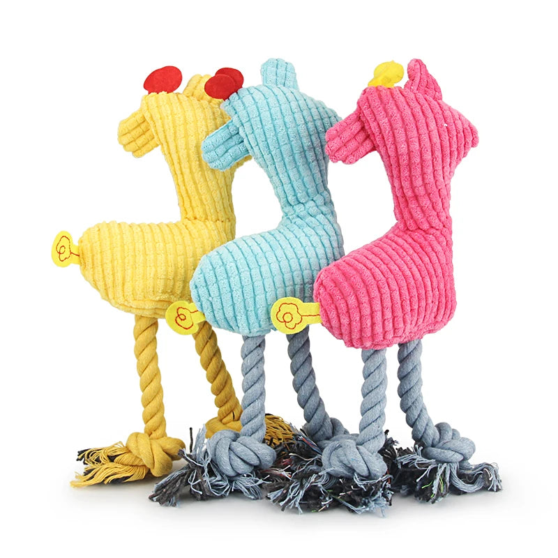 Giraffe Squeak Rope Dog Toy