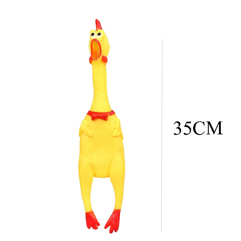 Squeaky Chicken Chew Rubber Toy