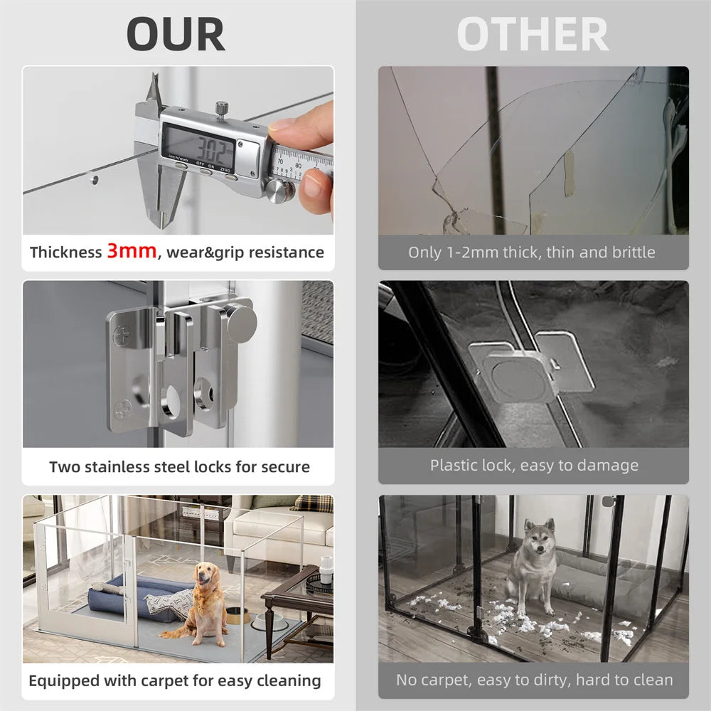 1Pc Large Acrylic Dog Playpen