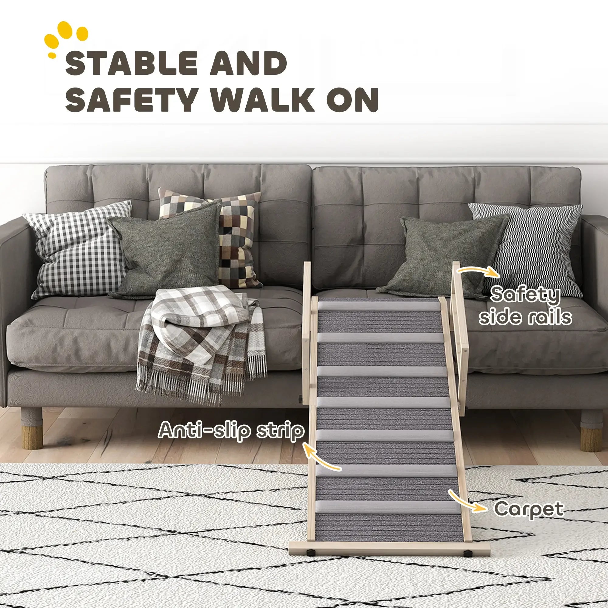 Portable Adjustable Dog Ramp for Beds & Sofas