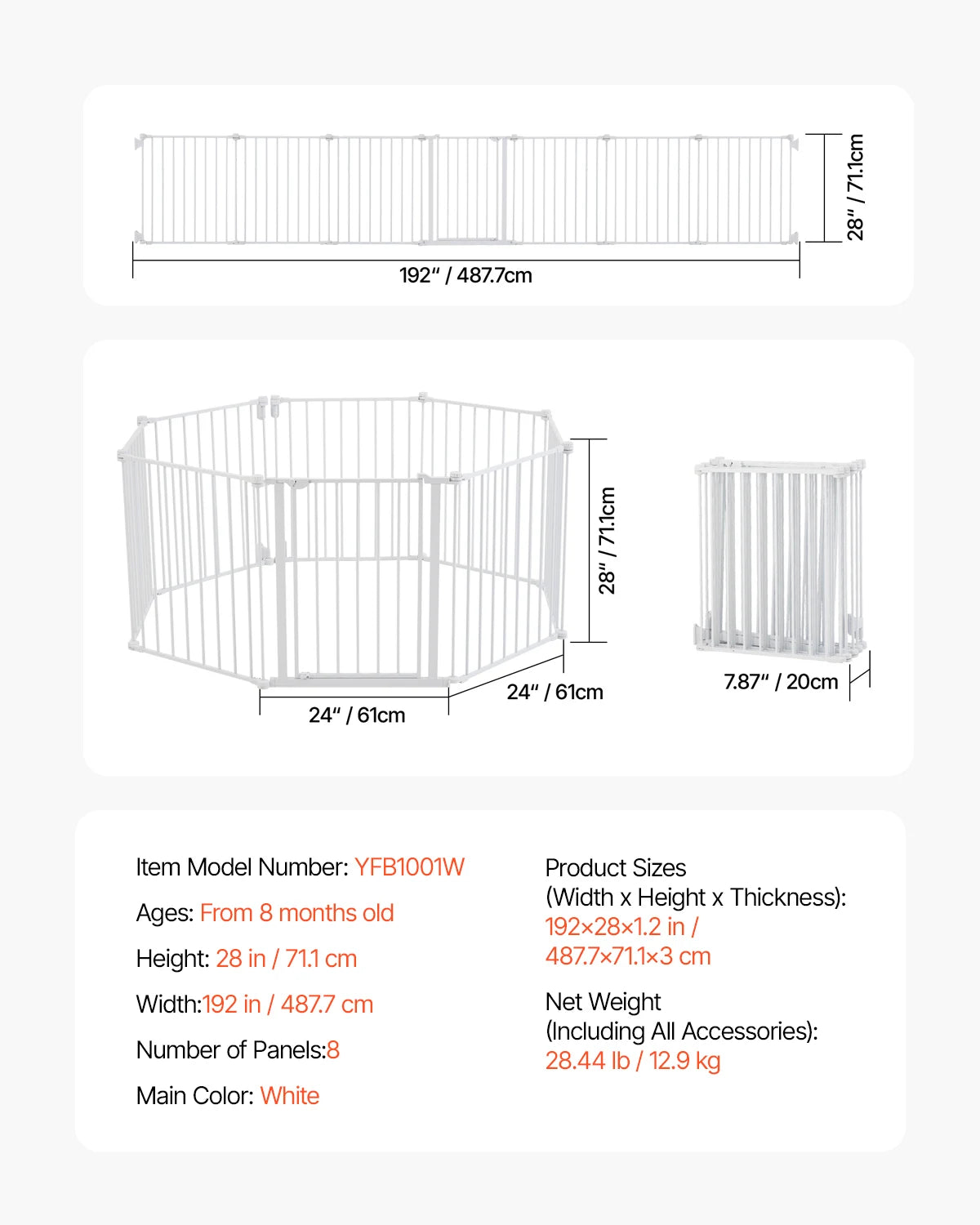 SucceBuy  28/30/36 Inches High Dog Gate