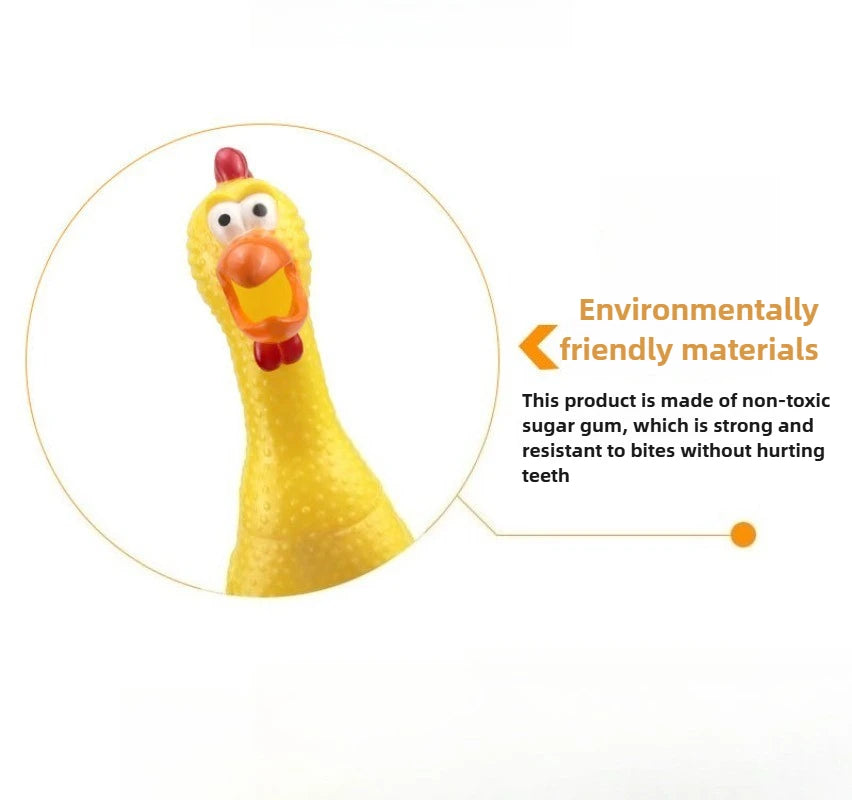 Squeaky Chicken Chew Rubber Toy
