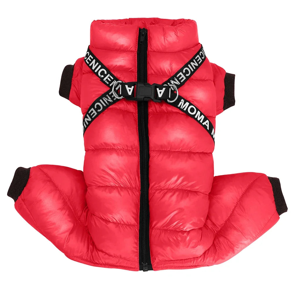 Warm Winter Jacket With Harness For Dogs