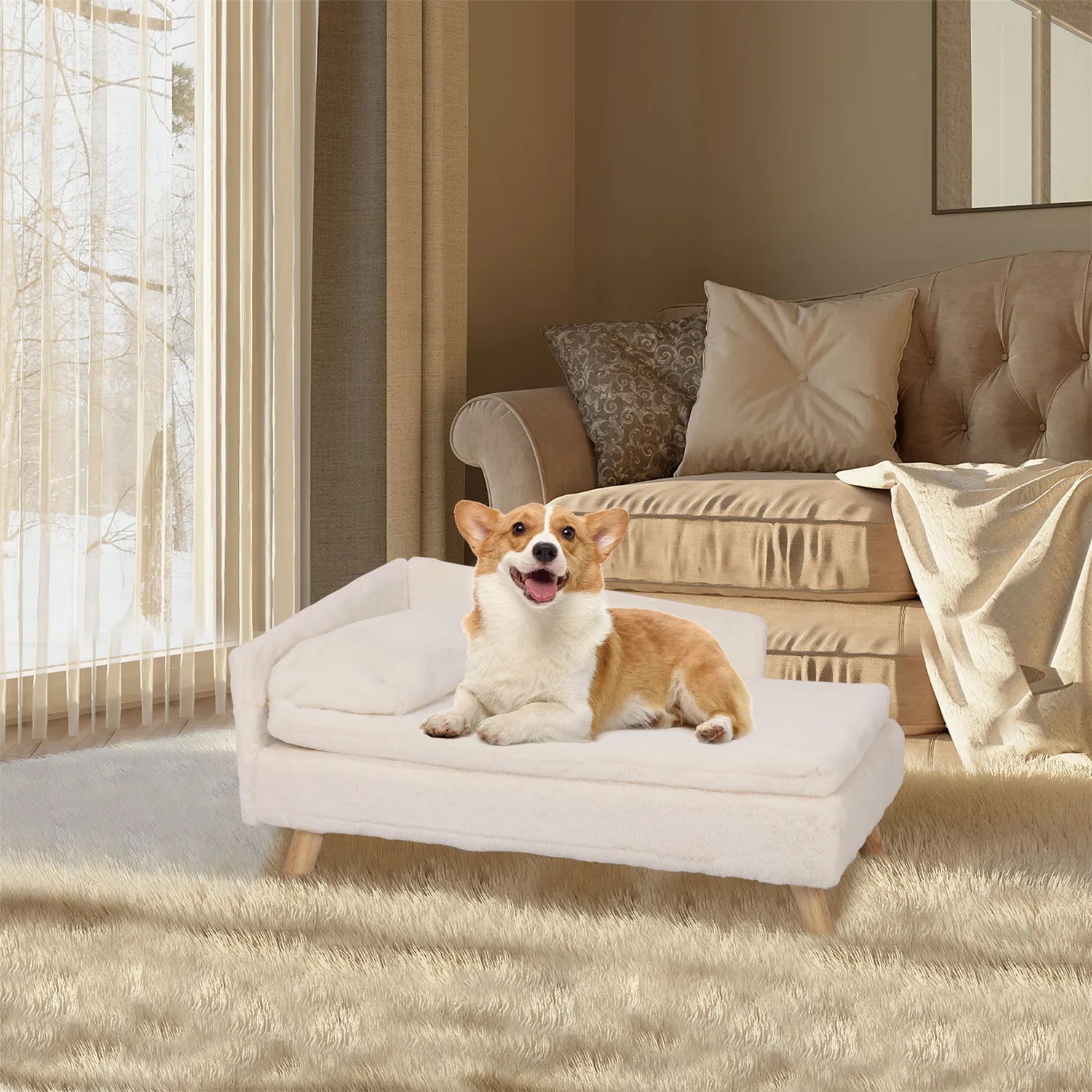 Elevated Pet Bed  with Cozy Waterproof Pad