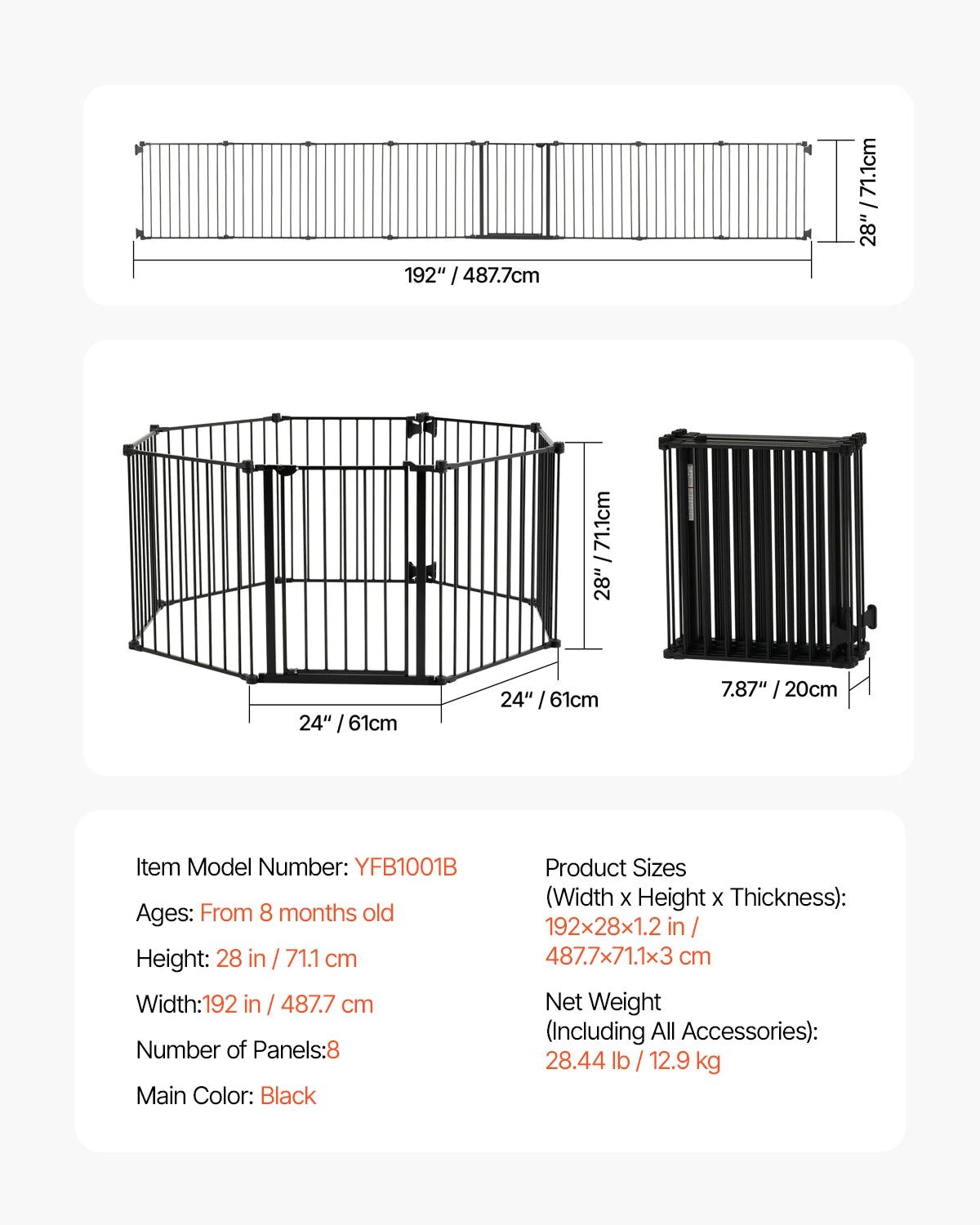 SucceBuy  28/30/36 Inches High Dog Gate