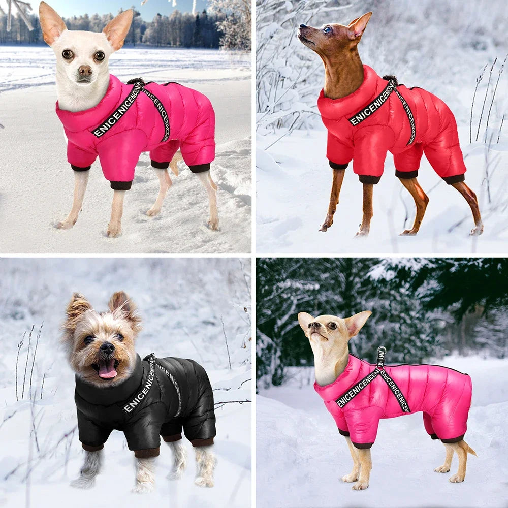 Warm Winter Jacket With Harness For Dogs