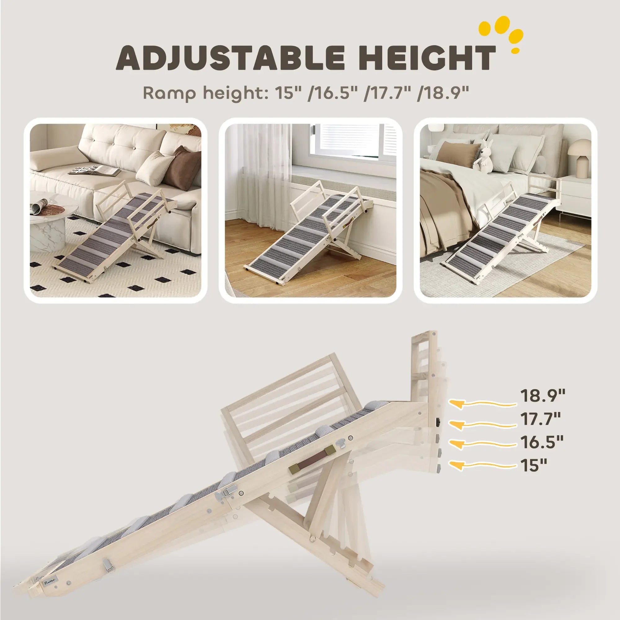 Portable Adjustable Dog Ramp for Beds & Sofas