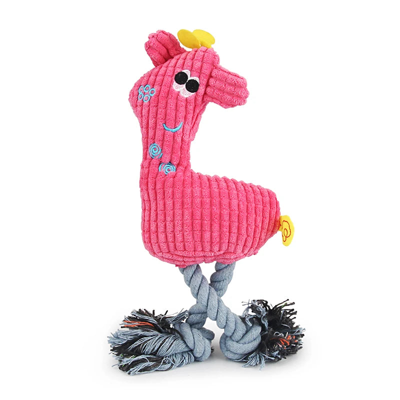 Giraffe Squeak Rope Dog Toy