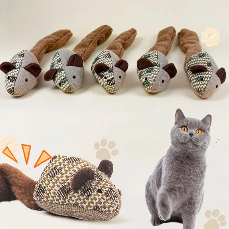 Interactive Cat Teasing Durable Plush Mouse  Toy